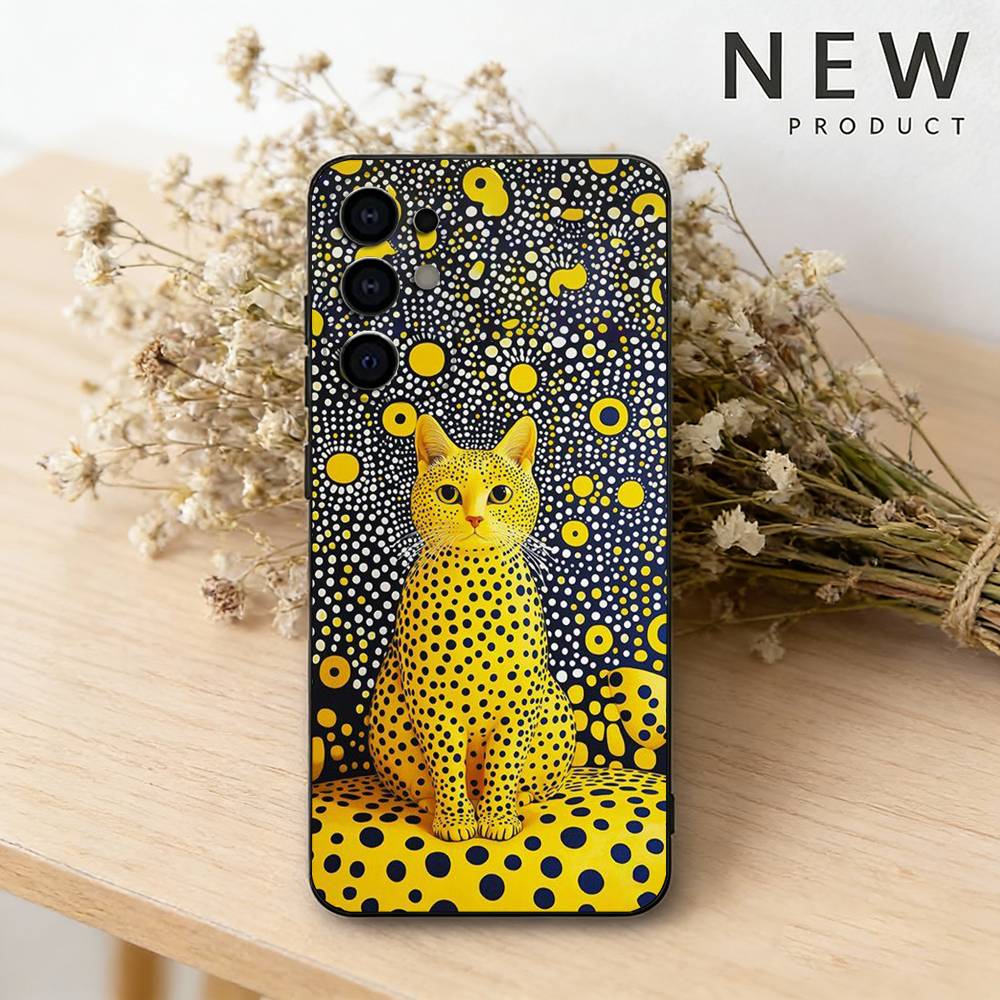 Искусство Яёи Кусамы Чехол для телефона для Samsung S26,25,24,23,22,21,20,30,Ultra,Plus,Fe,Lite Черный корпус
