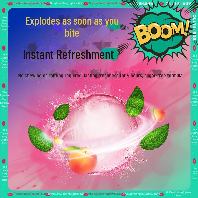 Сяо Ми Свежее Дыхание Белый Персик Мята Взрывающиеся Бусины Конфеты Жевательная Резинка