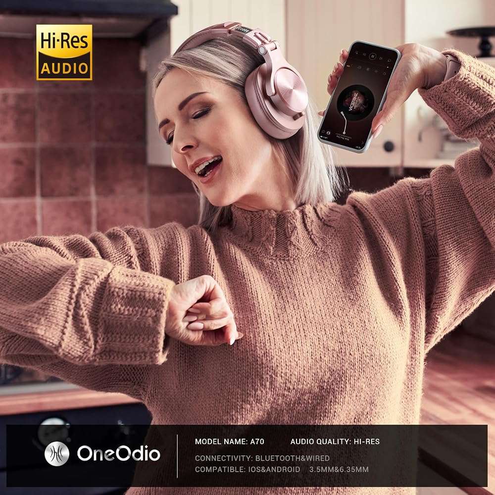Беспроводные накладные наушники OneOdio A70 Bluetooth, 72 часа воспроизведения, разъем 3,5 мм/6,35 мм, студийный монитор, для сведения, DJ, гитарный усилитель