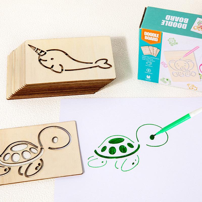 15 шт. Рисовальные игрушки Деревянный набор трафаретов для рисования своими руками Ручной набор для рисования и раскрашивания своими руками Вспомогательный инструмент Образовательные игрушки Для детей Подарки