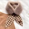 "High Quality" Warm Wool Cross Fashion Wool Stitching Scarf Joker Female Imitation Rex Rabbit Plush Scarf