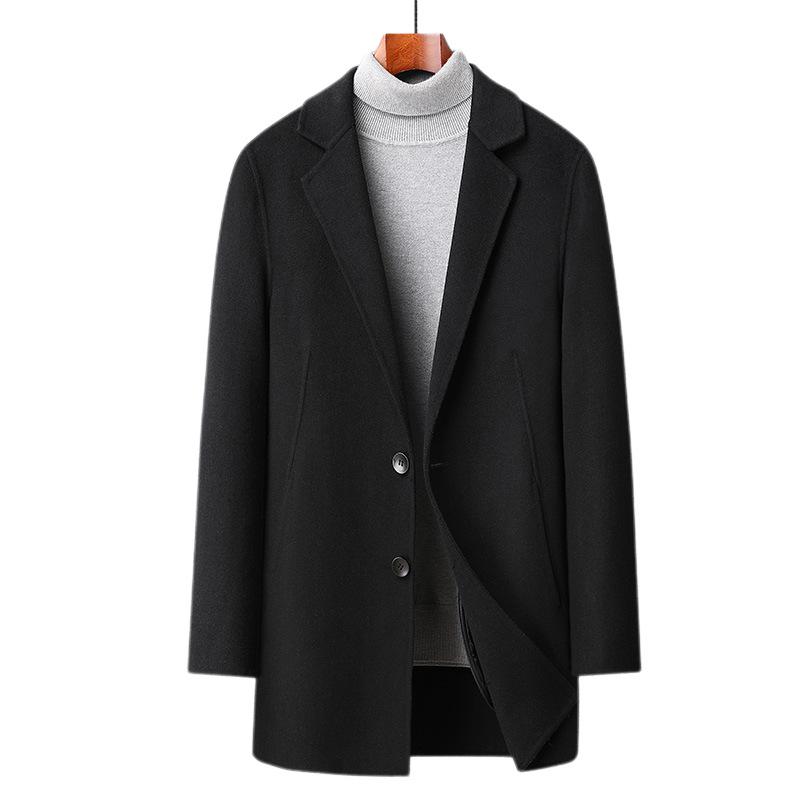 Simple Autumn and Winter New Double-sided Wool Coat Medium and Long Suit Collar Fashionable Casual Woolen Trench Coat Men's Coat