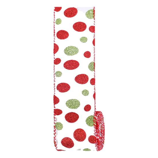 5 ярдов Рождественская проволочная лента 2,48" Красно-зеленая в горошек/полоску/завитушку Рождественская упаковочная лента для рождественской елки, венка, банта, упаковки подарков, DIY поделок