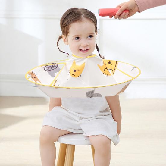 Детская накидка для стрижки с рисунком из мультфильма, водонепроницаемая накидка для стрижки волос, парикмахерский фартук и нагрудник, складной дизайн зонта