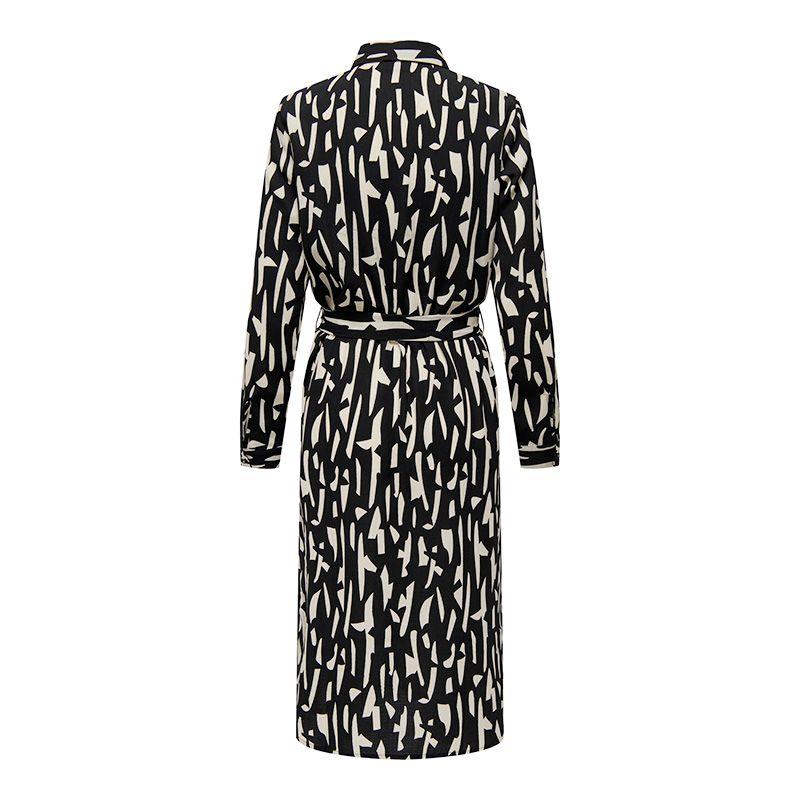 Длинное платье с длинным рукавом Divya, воротник-рубашка, стандартный крой, черное, песочная ракушка, женщина JDY