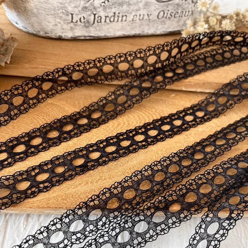 Черная кружевная органза для самостоятельного изготовления одежды и аксессуаров - украшение горловины и подола юбки