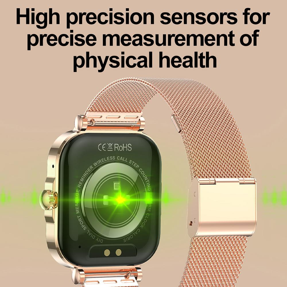 HK82 1,75-дюймовый AMOLED квадратный экран NFC умные часы монитор здоровья наручные часы, стальной ремешок