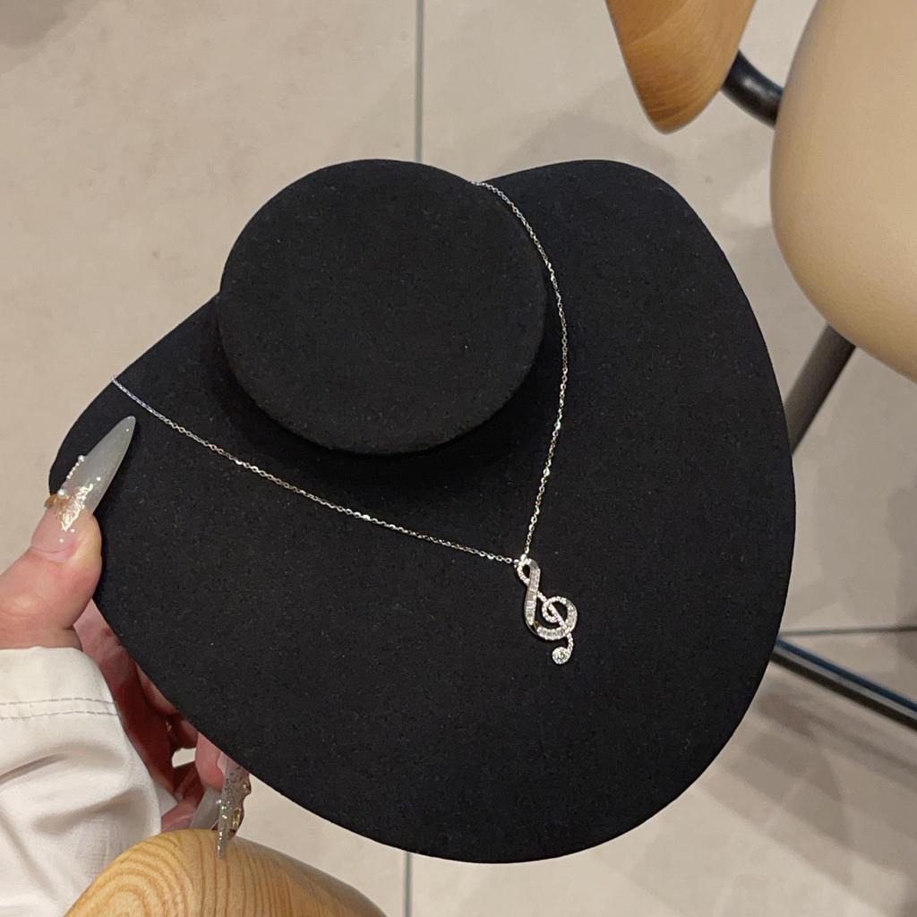 Ожерелье-подвеска из стерлингового серебра 925 пробы с музыкальной нотой, Т-образным квадратом и бриллиантом муассанитом - Элегантная и милая женская цепочка для ключицы