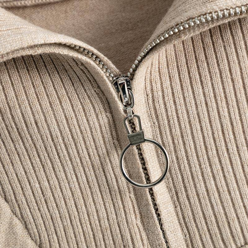 Свитер с воротником-поло, костюмы для женщин, осенне-зимний свободный вязаный комплект из двух предметов