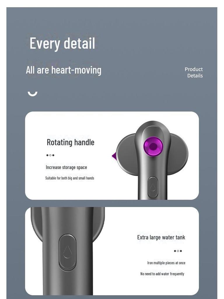 Портативный вращающийся ручной паровой утюг - мини-электрический для бытового сухого и влажного глажки