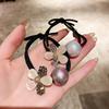 Korean Fashion Flower Cat's Eye Stone Double Strand Hair Rope Pearl Hair Tie Women Ponytail Bun Daily Hair Accessories