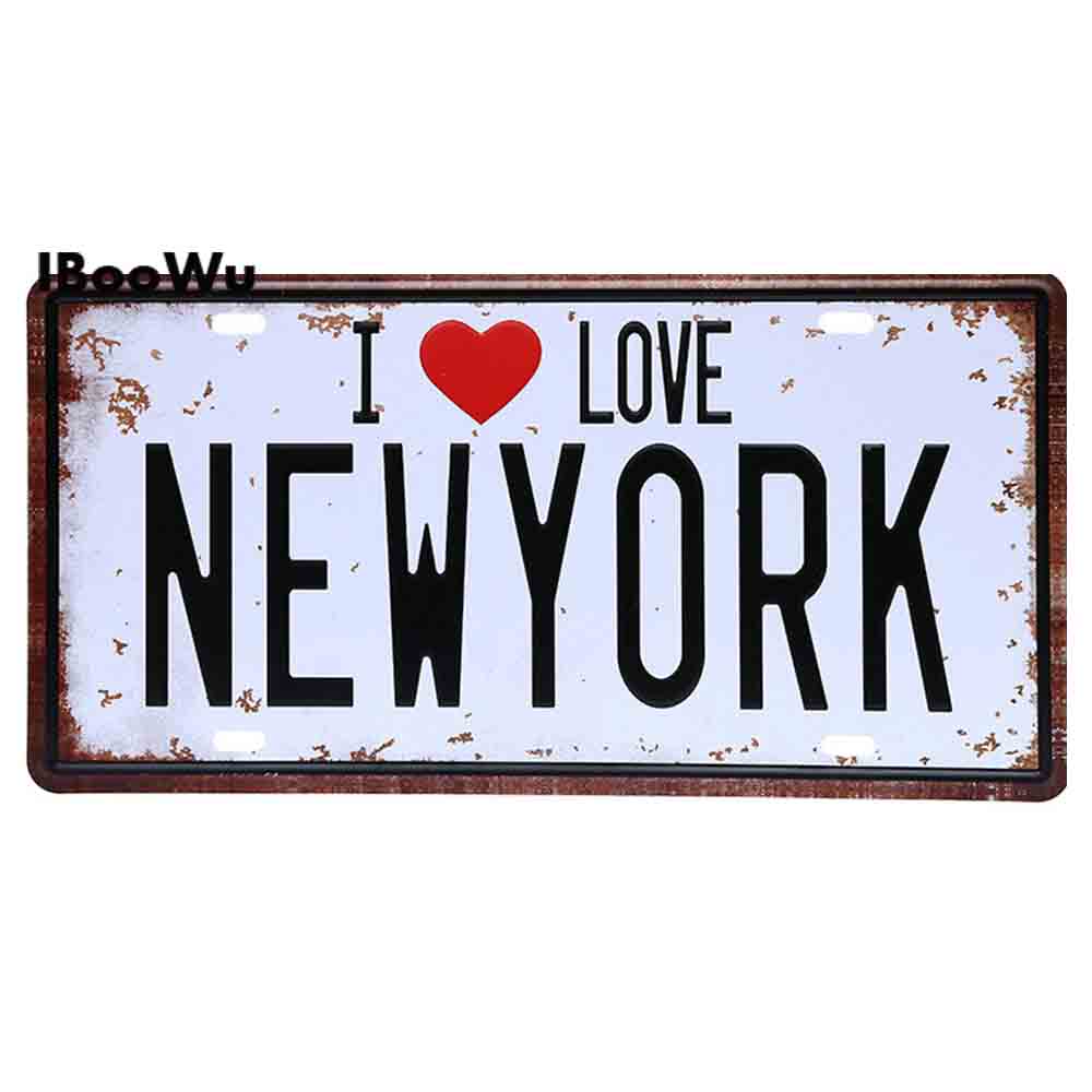 Worldwide Popular City License Plate Poster Vintage Wall Decor North America Metal Tin Sign Plaques Poster 15x30cm