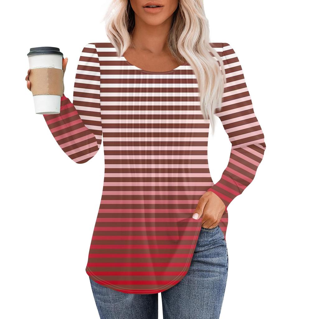 Рубашки с длинным рукавом для женщин, топы, нарядные повседневные блузки, плиссированные топы-туники с круглым вырезом