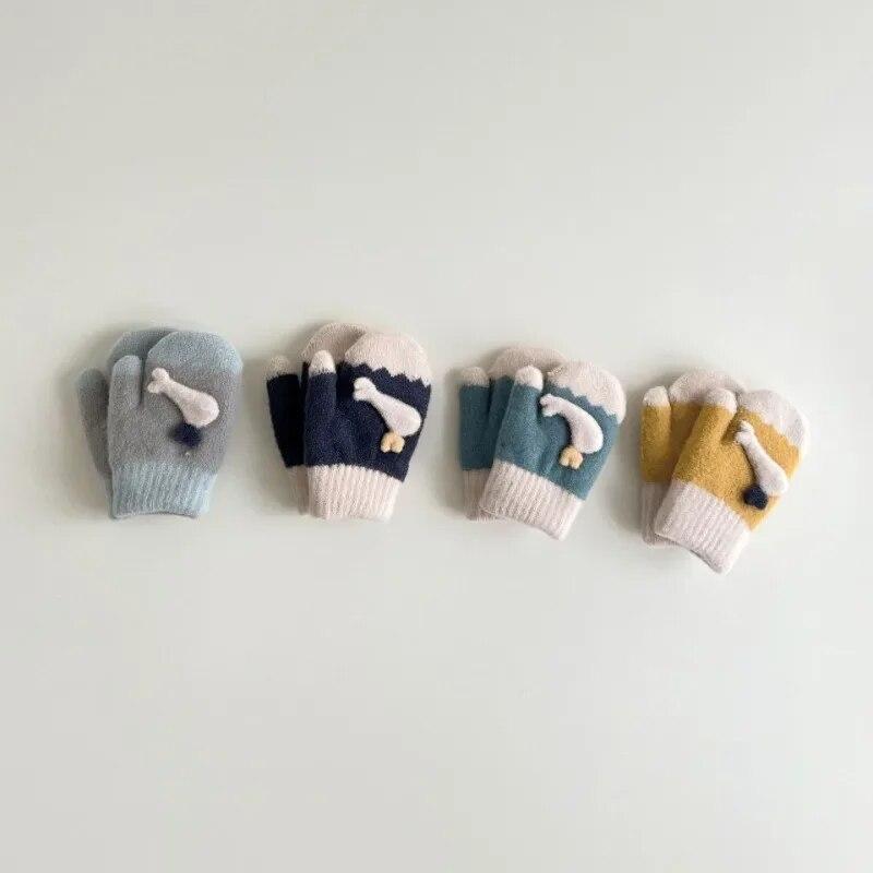 Kawaii детские варежки с милыми мультяшными животными, перчатки с китом для малышей, мальчиков и девочек, осенне-зимние утолщенные плюшевые детские перчатки, теплые вещи