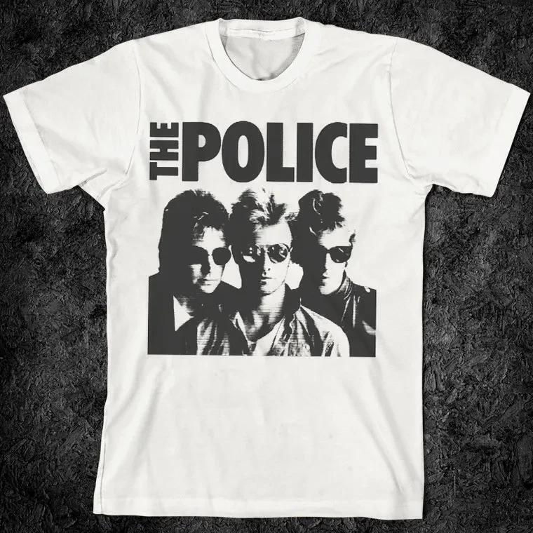 Горячие Белые Хлопковые Футболки с Принтом Группы The Police, Унисекс, Короткий Рукав, Мужские Женские, Летние