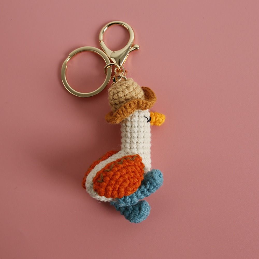 Funny Goose Duck Doll Pendant Cute Cartoon Knitting Keyring Fashion Crochet Keychains Car Key Ring