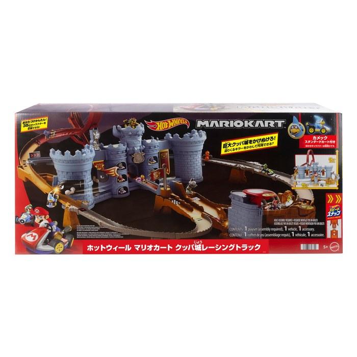 Hot Wheels Mario Kart Bowser's Castle Racing Track (1 Kamek Standard Kart Included) Ride-on Toy, Mini Car Playset, 5+ Years, Gray JHD24 2XL