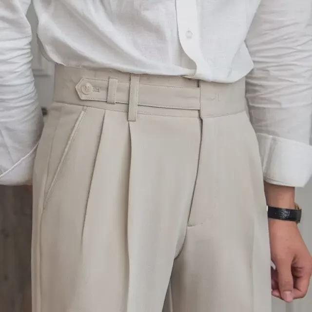 Men's 2024 Spring Collection: High-End Wide-Leg Straight Suit Trousers - Trendy, Casual, Draped Fit