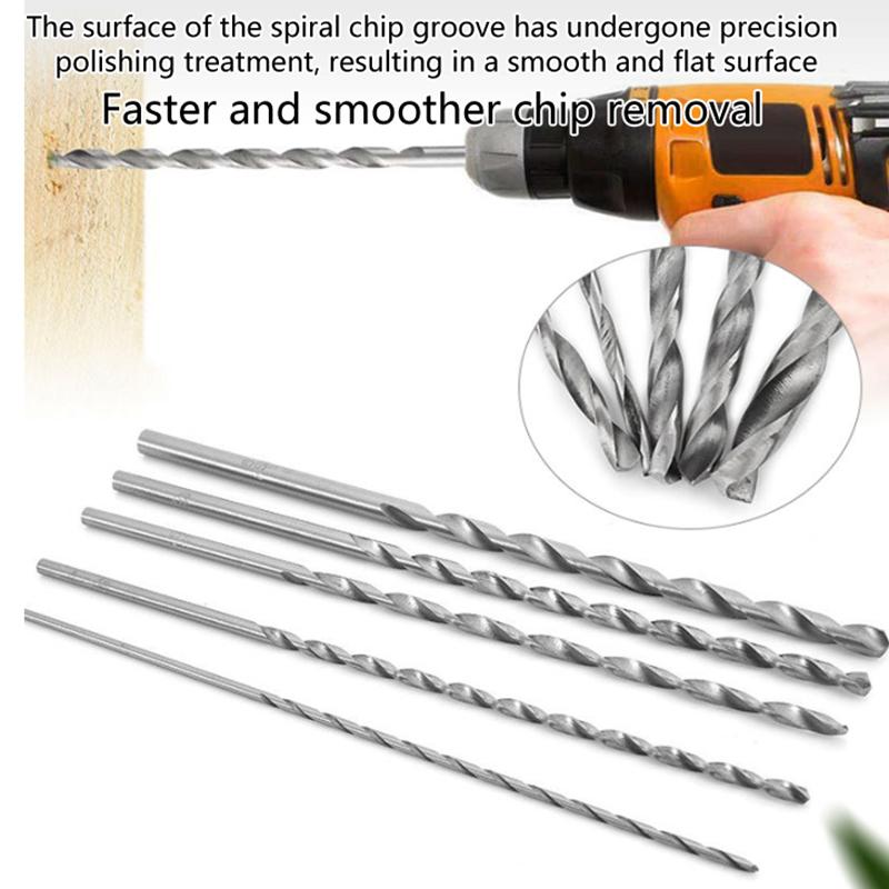 Набор сверл 5 шт. Сталь HSS Очень длинные Быстрорежущие 2 мм/3 мм/3,5 мм/4 мм/5 мм Сверла Аксессуары для электроинструментов Запчасти Сверла Ручной набор