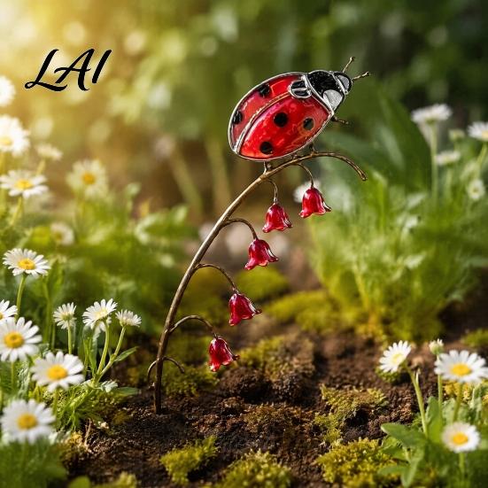Colorful Insect Yard Decorations Iridescent Dragonfly/Butterfly/Ladybug/Bee/Snail Garden Stake Lily of The Valley Metal Art for Snail Lawn Decor Mom