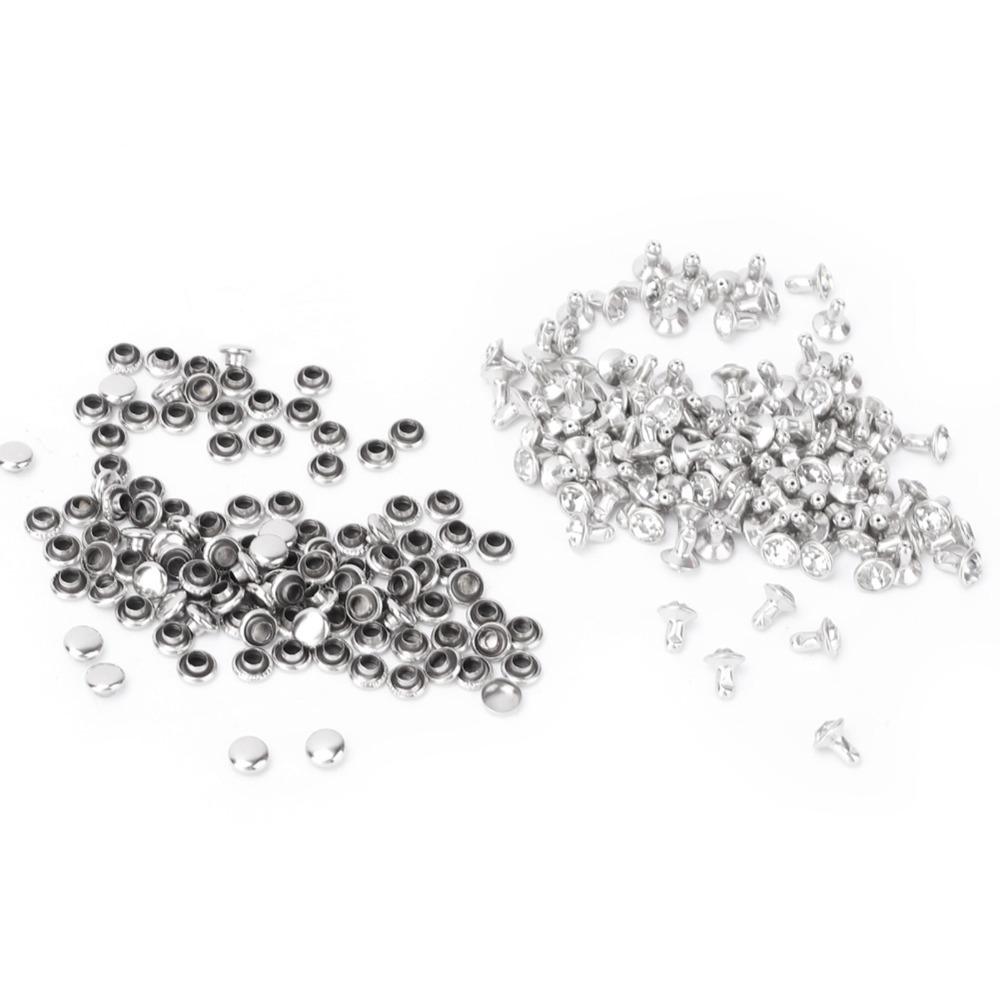 100pcs Silver & Gold Crystal Rivets 6mm & 7mm Double Cap Rivets DIY Leather Craft