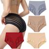 Mid-Waist Briefs with Tummy Control & Mesh Stripes – Large Size, Comfortable Cotton Crotch, Hip-Lifting Design