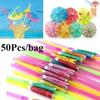 50 PCS Cocktail Umbrella Straws Assorted Party/BBQ/Hawaiian Personalized Creative Theme Straws