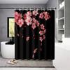 1 шт. Розовая сакура Черная Водонепроницаемая Занавеска-перегородка для душа 12 крючков Защита конфиденциальности Несколько размеров Легкая установка