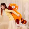 Fluffy Hair Red Raccoon Plush Toy Stuffed Anime Figure Doll Cartoon Lying Plushies Throw Pillow Kids Girls Gift