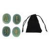 4Pcs Natural Rune Stones with Engraved Reiki Symbols Flat Oval Meditation Rune Stones with Storage