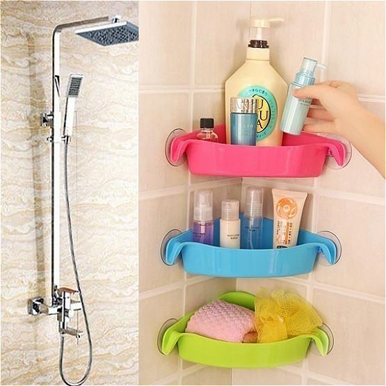 High Quality Suction Cup Bathroom Accessories Corner Storage Rack Kitchen Storage Shelf Shower Shelf