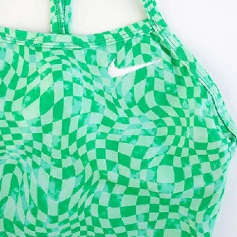 Nike Женский купальник-борцовка hydraStrong Multi Print NeSSe017 Green Shock