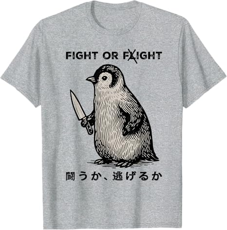 Divertido pingüino meme de lucha o vuelo con cuchillo camiseta sarcasmo broma diciendo camiseta Anime Angry Penguin Y2k