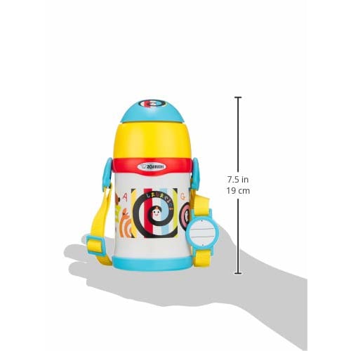 ZOJIRUSHI Water Bottle Straw Shimashima Guruguru Stainless Steel Bottle 0.45L ST-ZH45S-EW