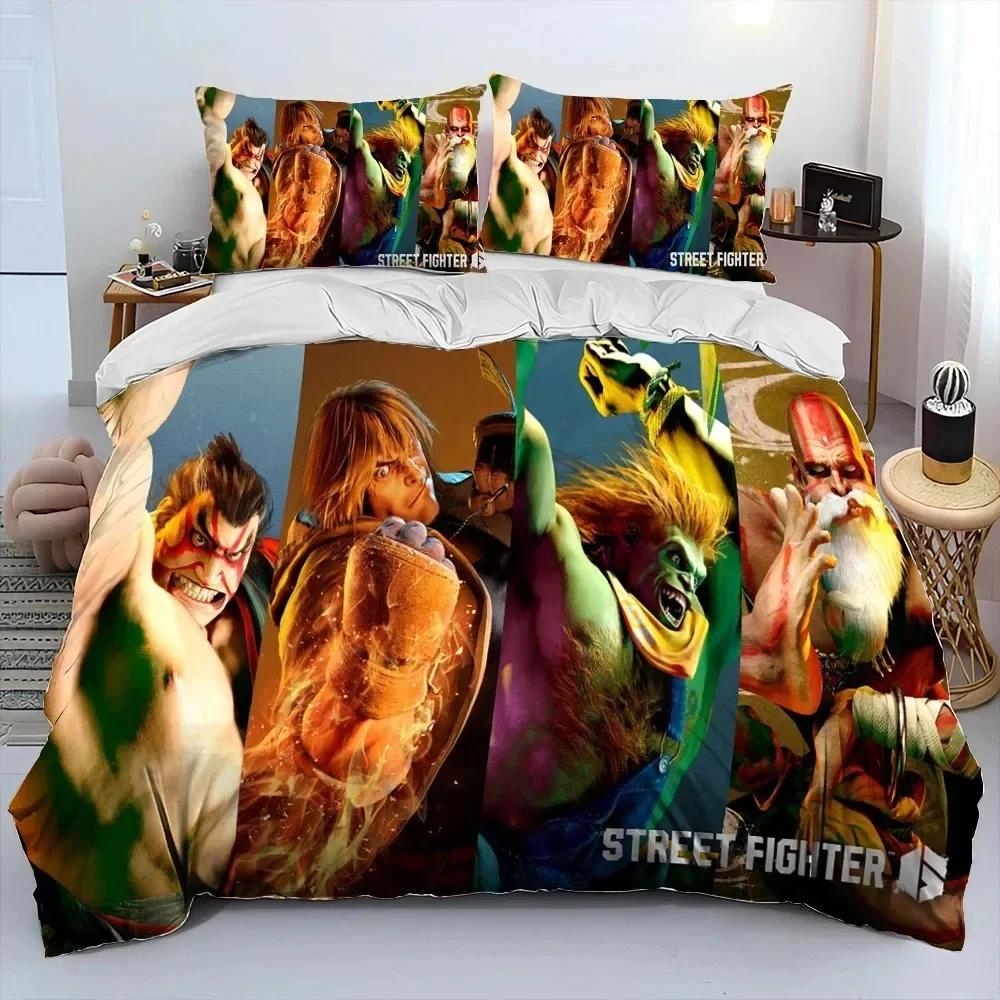 3D Print Street Fighter Retro Game Comfortable Duvet Quilt Cover Pillowcase Bedding Set Children Bedroom Decoration Home Textile