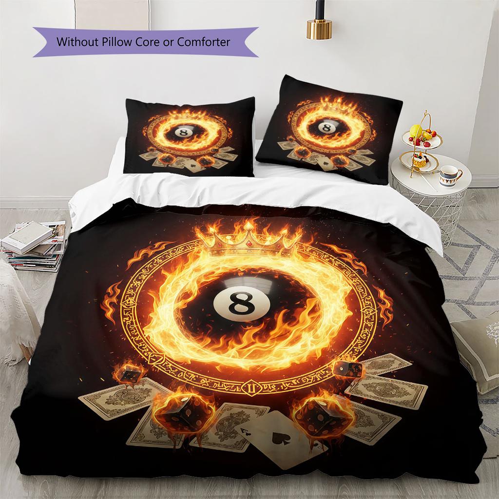 Burning ball Pattern Bedding Quilt Set Quilt Cover Pillowcase Home Decoration Birthday Gift (1 * duvet cover + 2 * pillowcase, without core)