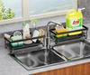 Organizer Basket Shelf for Sink with Drainer for Sponges, Black Washing Liquid