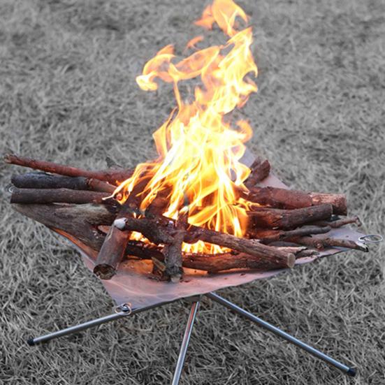 Портативный складной костер с решеткой из нержавеющей стали, простая в установке складная решетка для пикника на открытом воздухе для кемпинга, барбекю, дровяной уголь с
