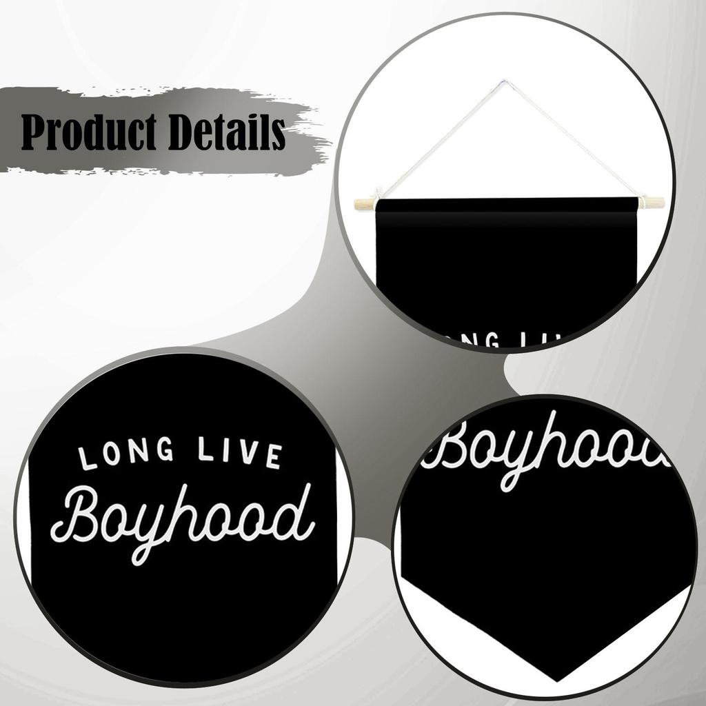 Boyhood Banner Decorative Wall Hanging Pennant Flag Triangle Display Ornament Polyester Wooden