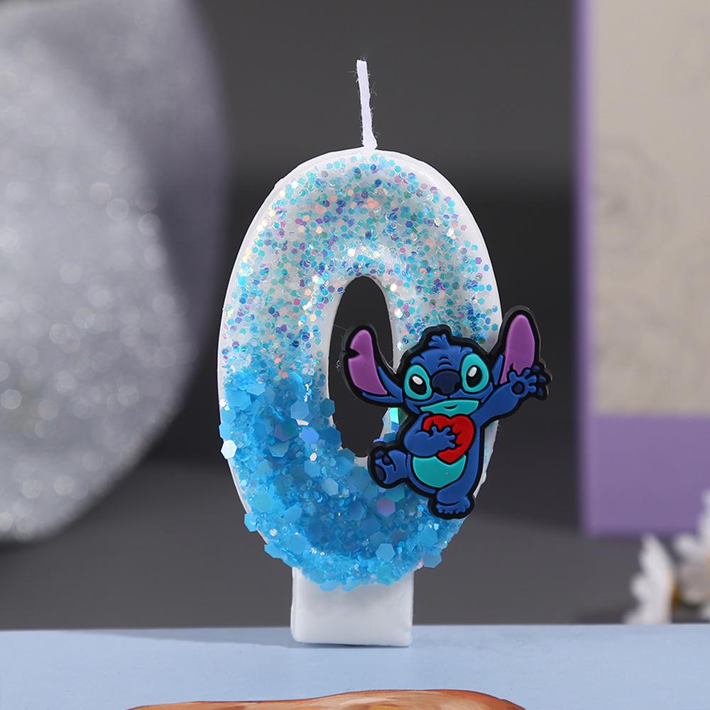 Свеча с блестками Stitch CP: Блестящий цифровой топпер для торта на день рождения