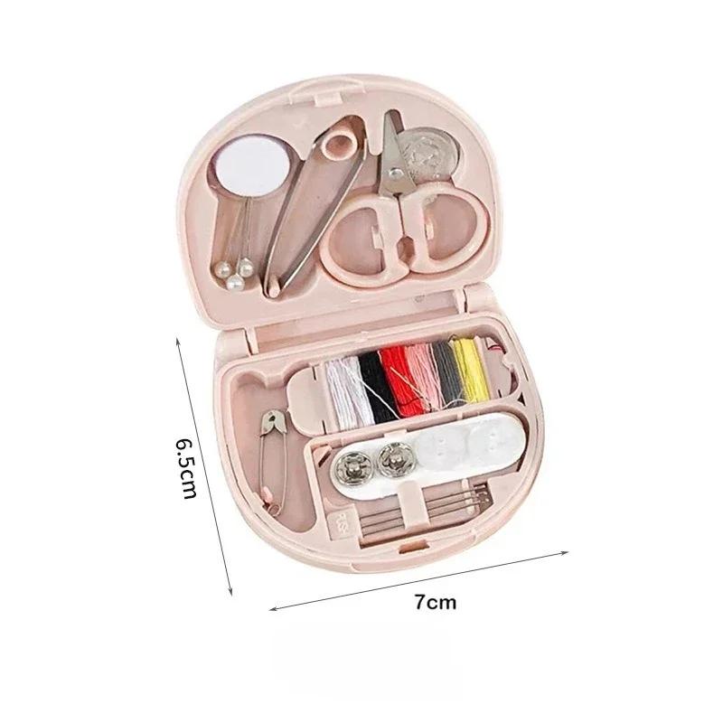 Portable Handheld Sewing Kit, Mini Travel Sewing Machine with Threads, Needles, Buttons for Emergency Clothing Repairs, Home