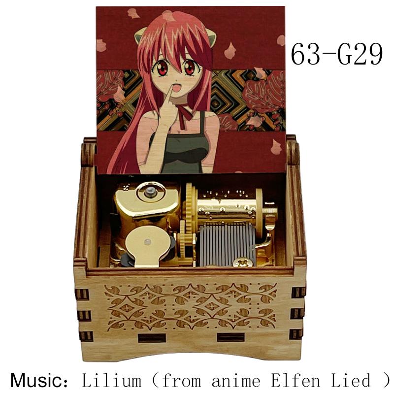 Деревянная музыкальная шкатулка Аниме Elfen Lied Автоматический завод Песня Lilium Золотая Sankyo Music Box квадратная Игрушка Детский Девочка Подарок на День Рождения