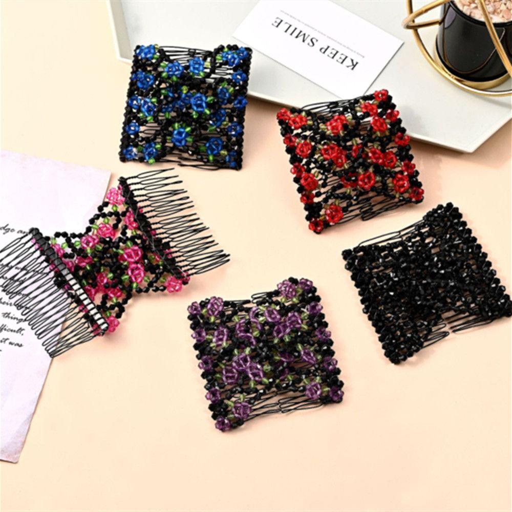 Модные аксессуары для волос Эластичные двойные расчески для волос Гребни для волос Зажимы Эластичные Волшебные Бусины