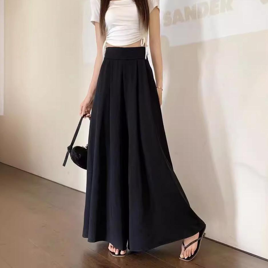 Женские высококачественные ультра-свободные брюки-юбки широкого кроя — тонкие, струящиеся, длиной до пола — идеально подходят для весны, лета и осени