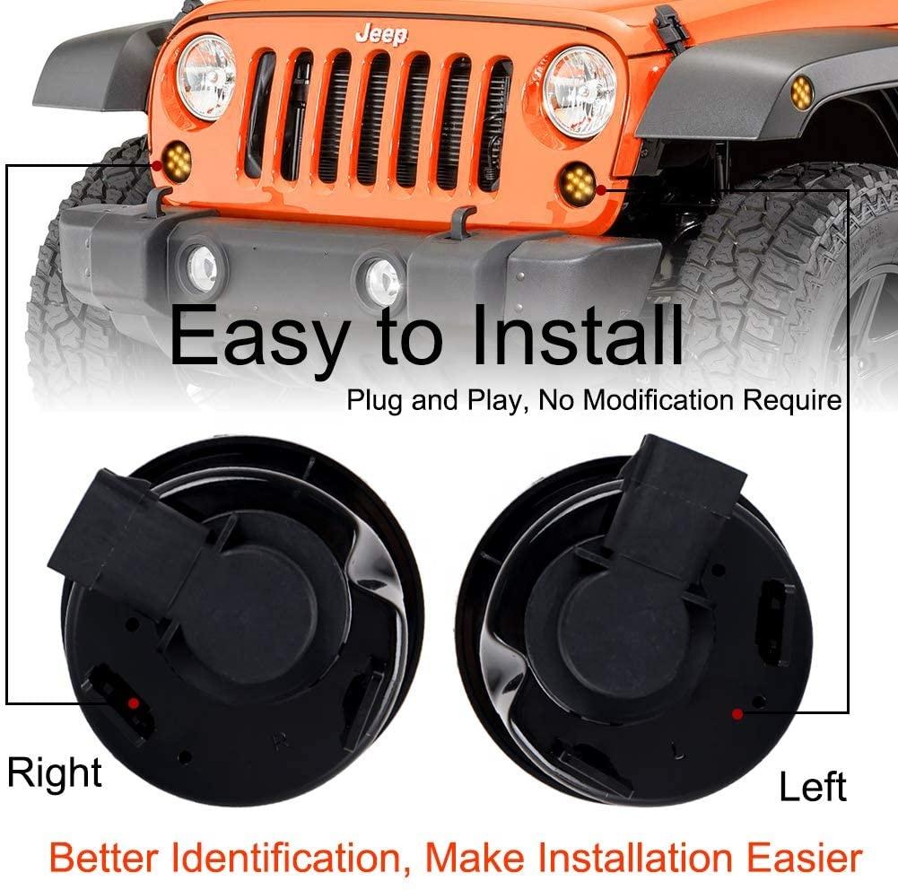 OVOVS Smoke Lens Indicator Lights Front Fender LED Turn Signal Light Assembly for Jeep Wrangler JK 2017-2018
