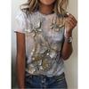 New O-neck 3d Butterfly Print T-shirt Women's Summer Fashion Short-sleeved Blouse Oversized Summer Clothing