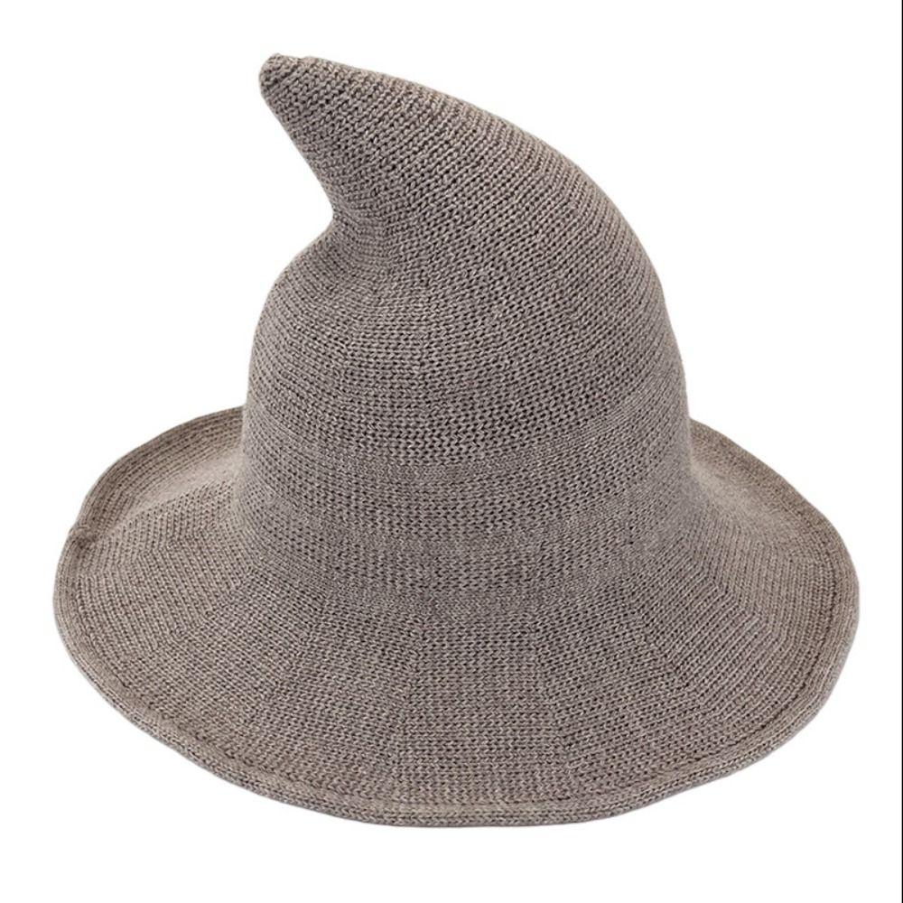 Solid Color Halloween Witch Hat Wool Knit Pointed Hat Wacky Halloween Party Hat Masquerade
