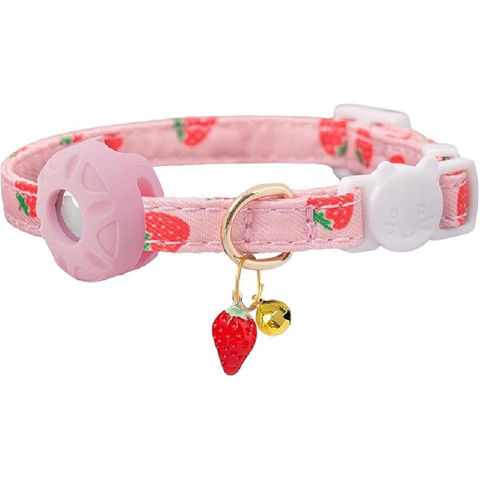 Breakaway Cat Collar with Airtag Holder,Kitten Collar with Apple Air Tag Holder and Bell for Girl Boy Cats, 0.4 Inches in Width and Lightweight.