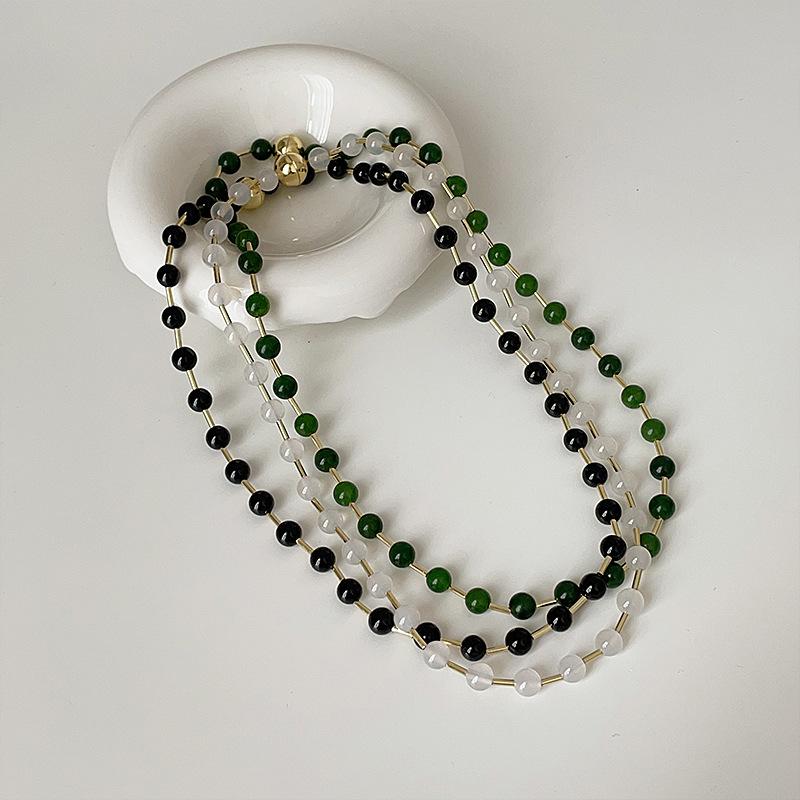 Ретро Новое китайское ожерелье из натурального камня с бусинами Женское свежее индивидуальное модное направление Универсальная цепочка на шею Цепочка на ключицу