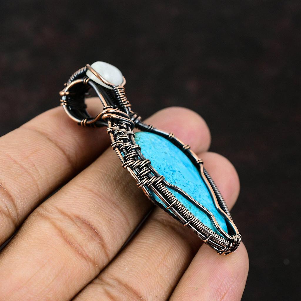 Тибетский бирюзовый медный кулон, медная проволока, завернутая в ювелирные изделия, драгоценный камень, медные украшения, Радужный лунный камень, ювелирные изделия, подарок для мамы, подарок для нее